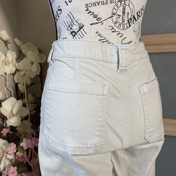 RE Generation Celebrity Pink Sz 7/28 JEANS Frayed Flared Wide Bell Beige - Picture 6 of 8